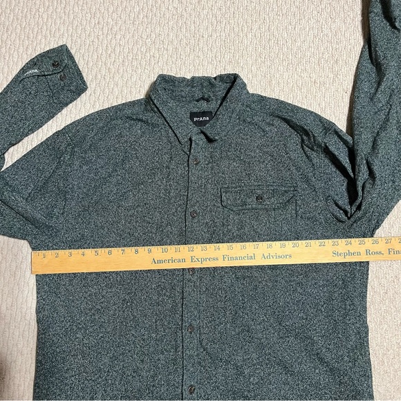 Prana Textured Long Sleeve Button Up Green 100% Organic Cotton Mens XX Large - Picture 11 of 11